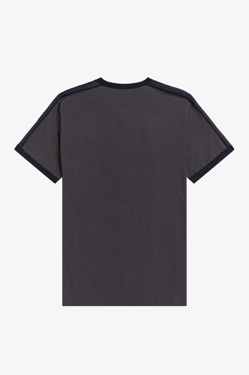 Black Fred Perry Tonal Tape Ringer Men's T Shirts | PH 1790LISH